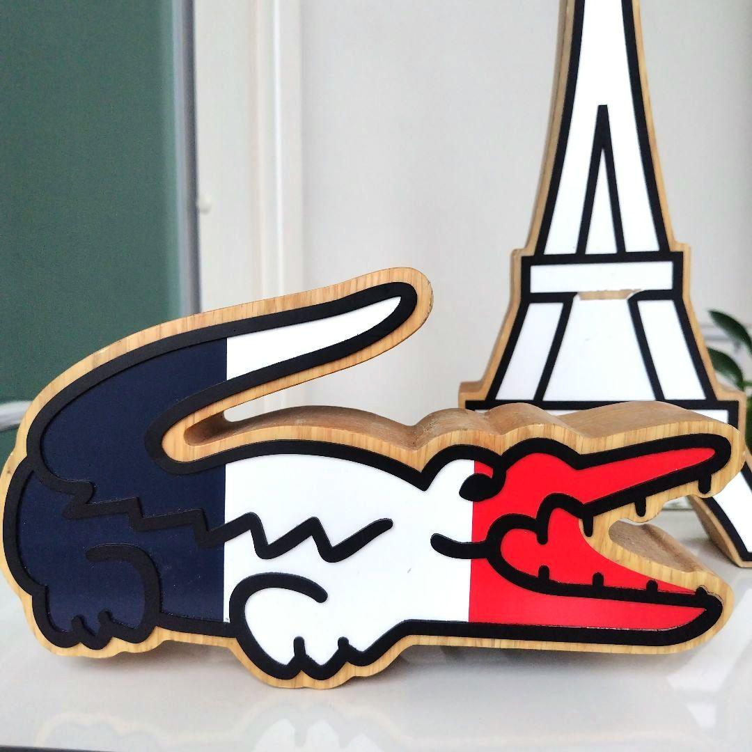 ①レア！LACOSTE 非売品 販促 店舗 木製オブジェ ワニとタワーセット