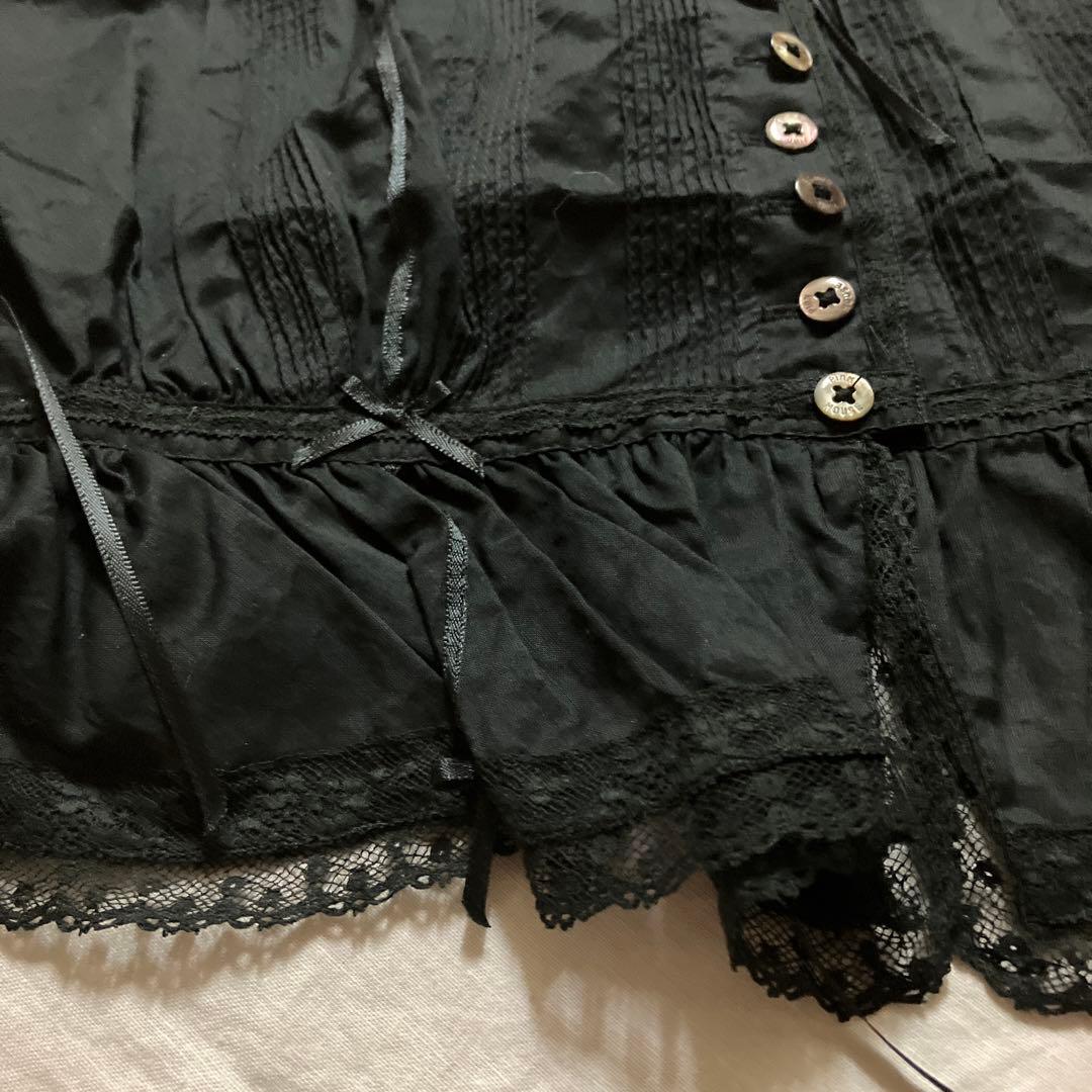 ピンクハウス 未使用品 綿ローン&フランス製?!レース黒生地キャミソール