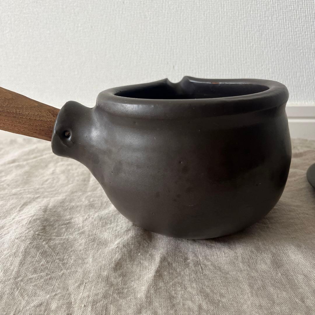 レア　大きいサイズ　馬場勝文　ミルクパン　耐熱土鍋　大　黒　蓋付き