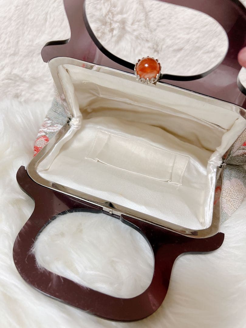 和装用ハンドバッグ 花柄ビーズ　昭和レトロ