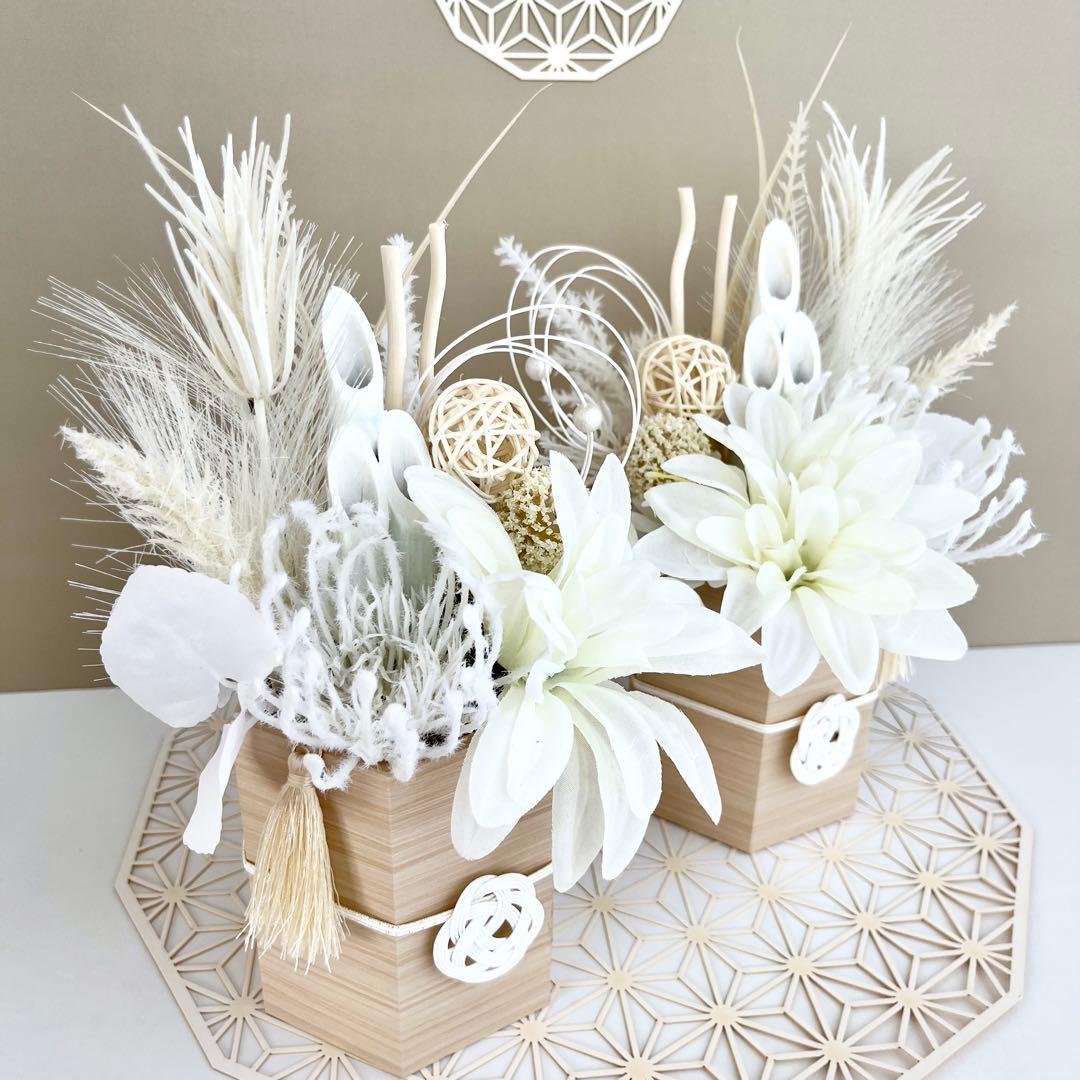 お正月飾り 門松 白 モダン門松 ハンドメイド 中201