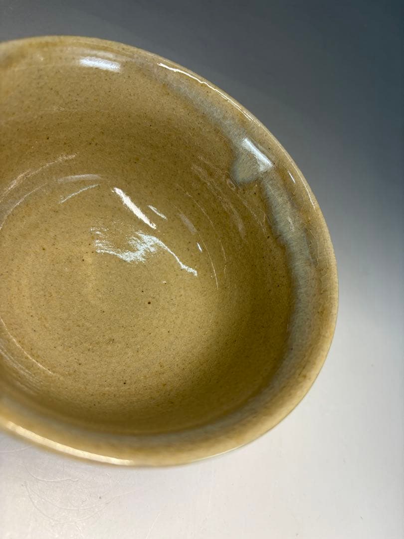 【中古品】膳所焼　色絵八ツ橋茶碗（共箱）USED〈税込•送料込〉