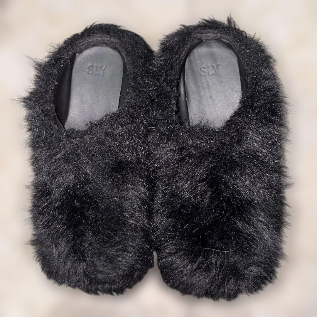 SLY LONG FUR SANDAL ロングファーサンダル m スリッポン