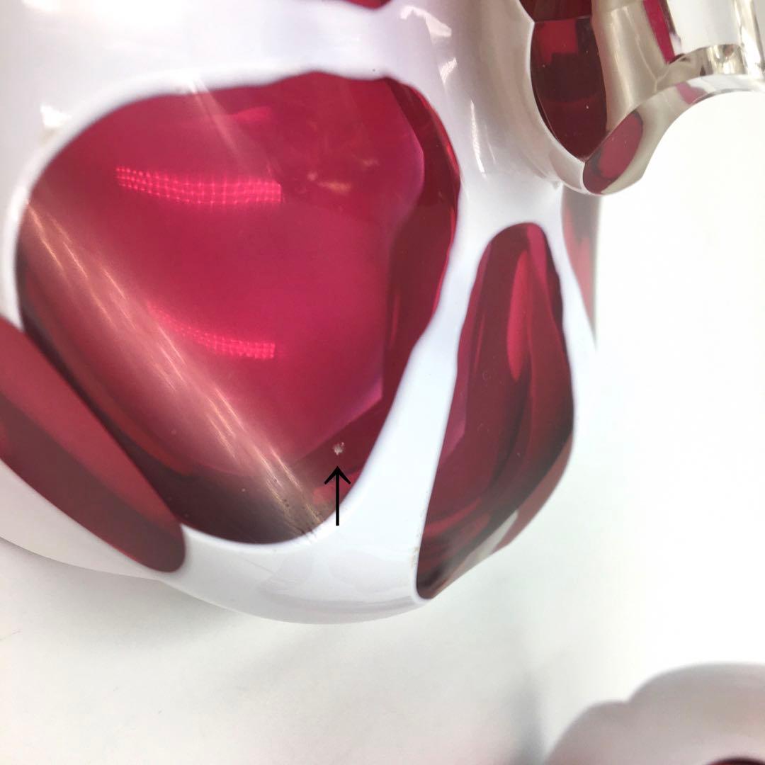 ビンテージアンティーク白被せ大正切子 キャンディポット　チェコ チェコスロバキア