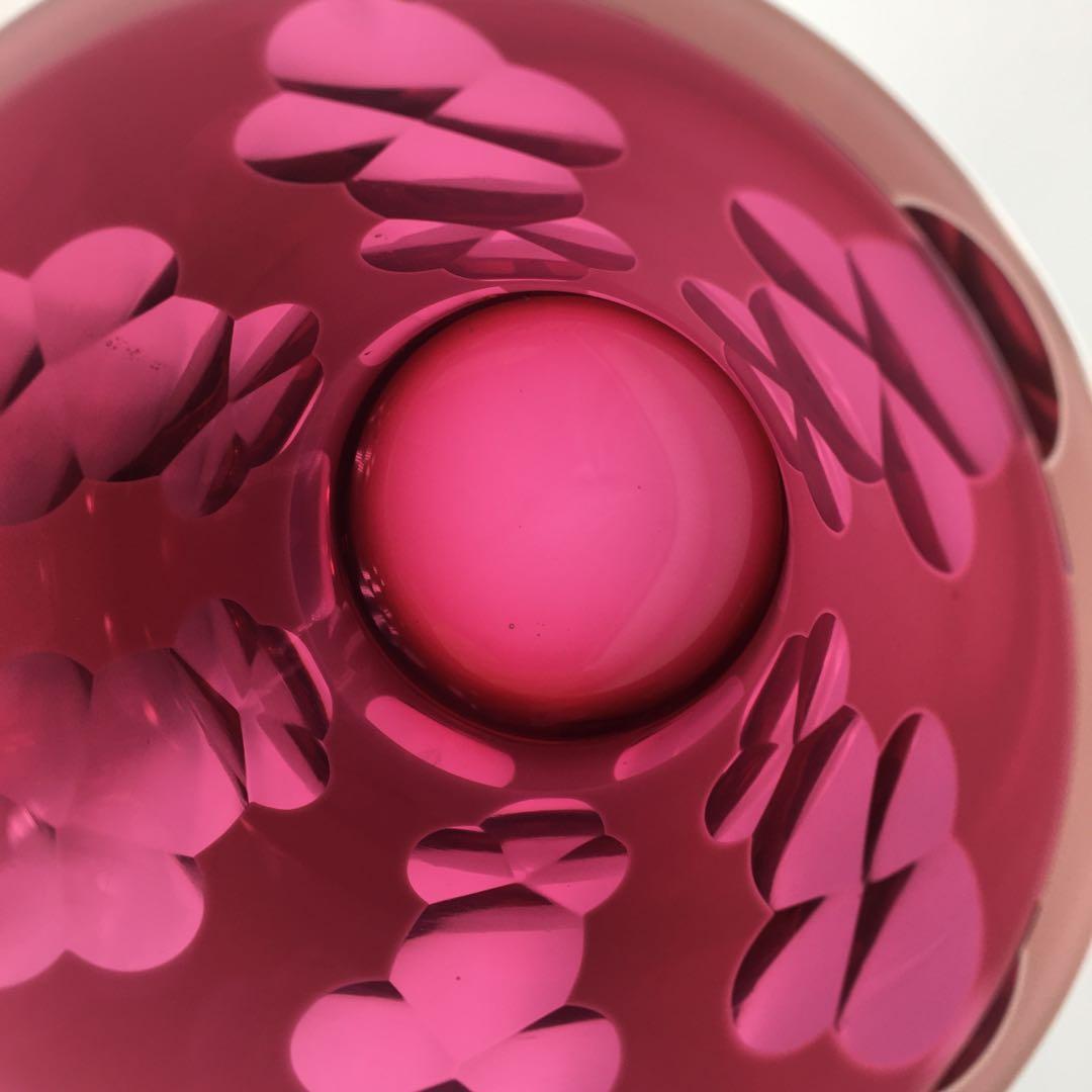 ビンテージアンティーク白被せ大正切子 キャンディポット　チェコ チェコスロバキア