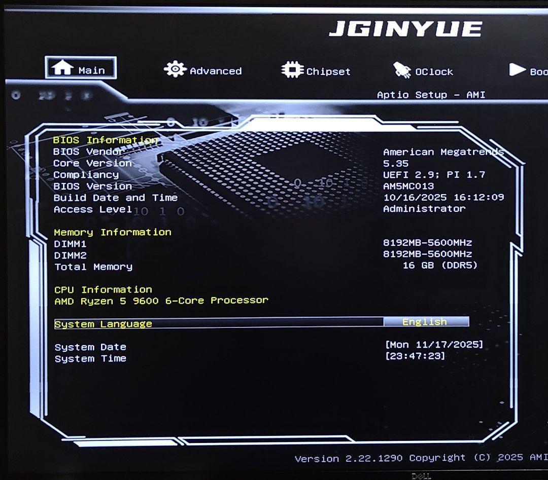 JGINYUE B650M PRO ホワイト AM5 Win11 Pro
