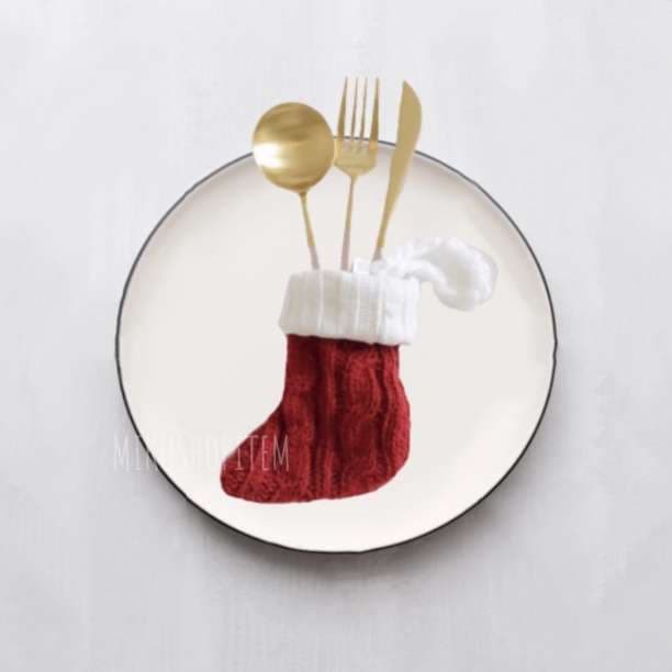 クリスマス 2way オーナメント 8個 ニット編み靴下 カラトリー入れ 毛糸