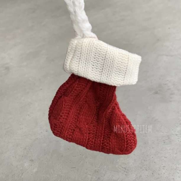 クリスマス 2way オーナメント 8個 ニット編み靴下 カラトリー入れ 毛糸