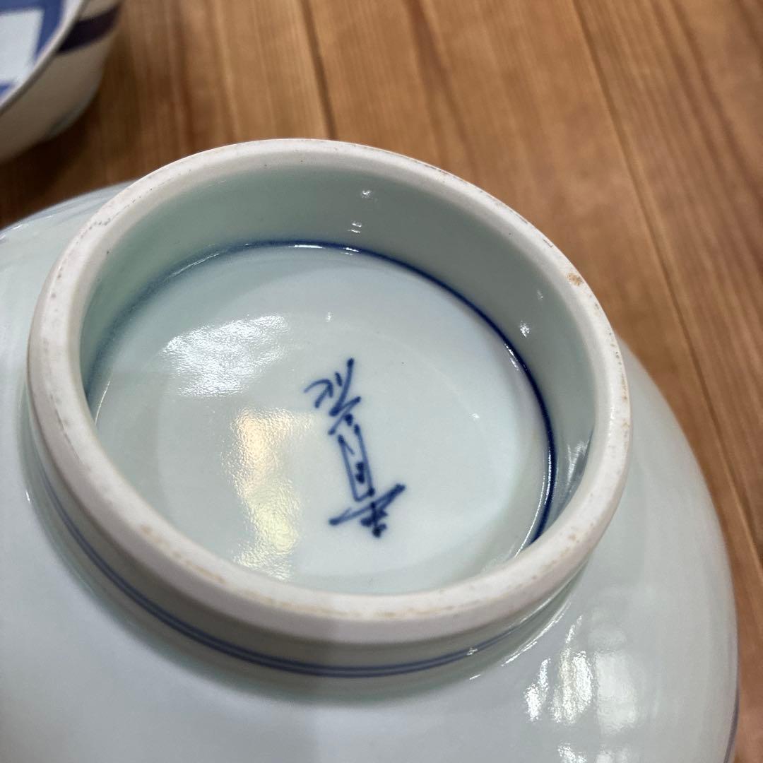 有田焼　青花　しん窯　長崎紋渕上り　江戸紋　奴だこ　6.5寸　中華丼　19cm