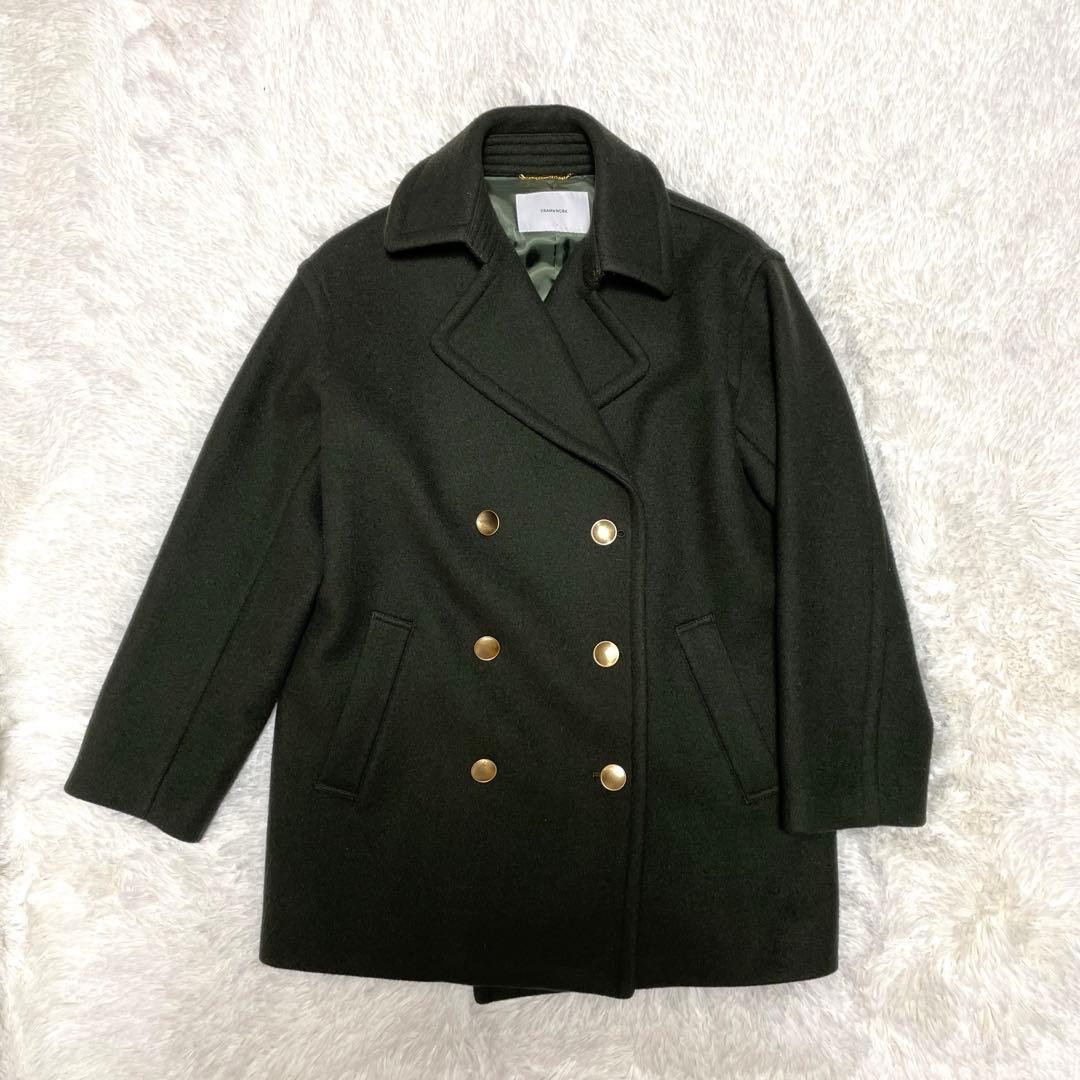 FRAMeWORK ラムリバーメルトンPコート　オリーブカーキ