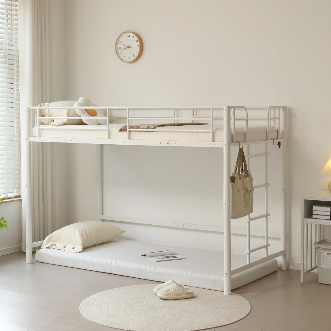 【高さ140cm】システムベッド 　耐荷重150kg　スチール 　WHITE