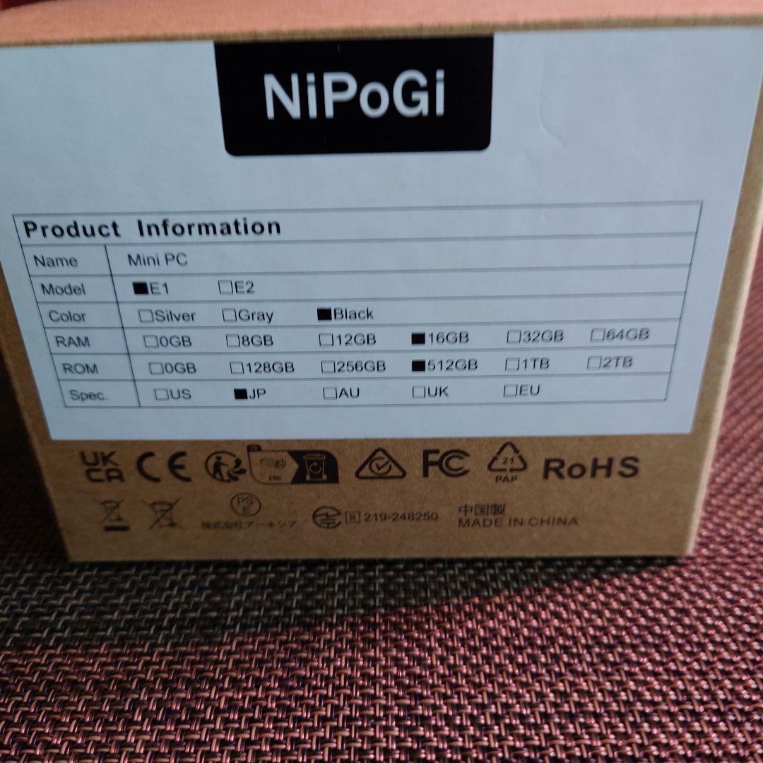 新品未開封　NiPoGi ミニPC E1 N95 ROM16GB 512GB