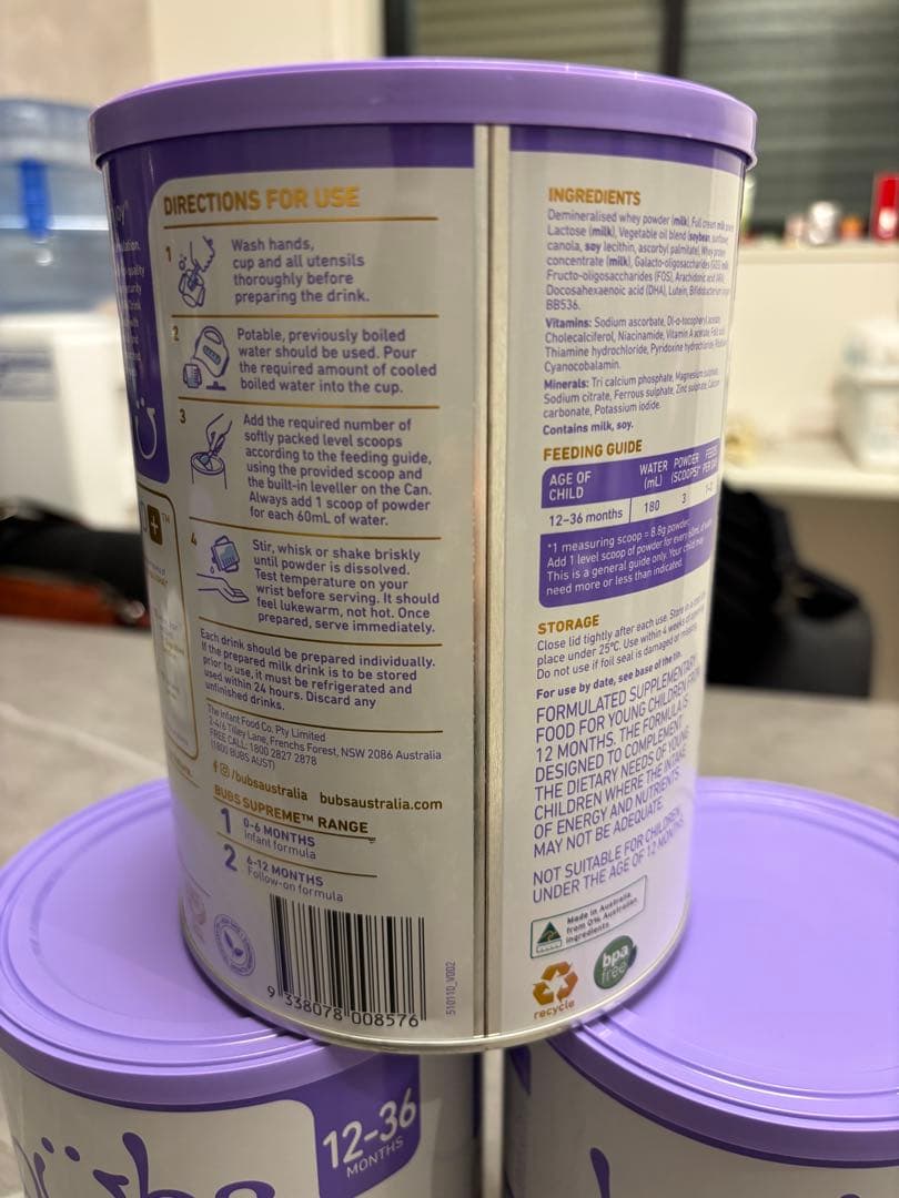 Bubs（バブズ）シュプリーム A2粉ミルク （1歳〜3歳）800g3個セット