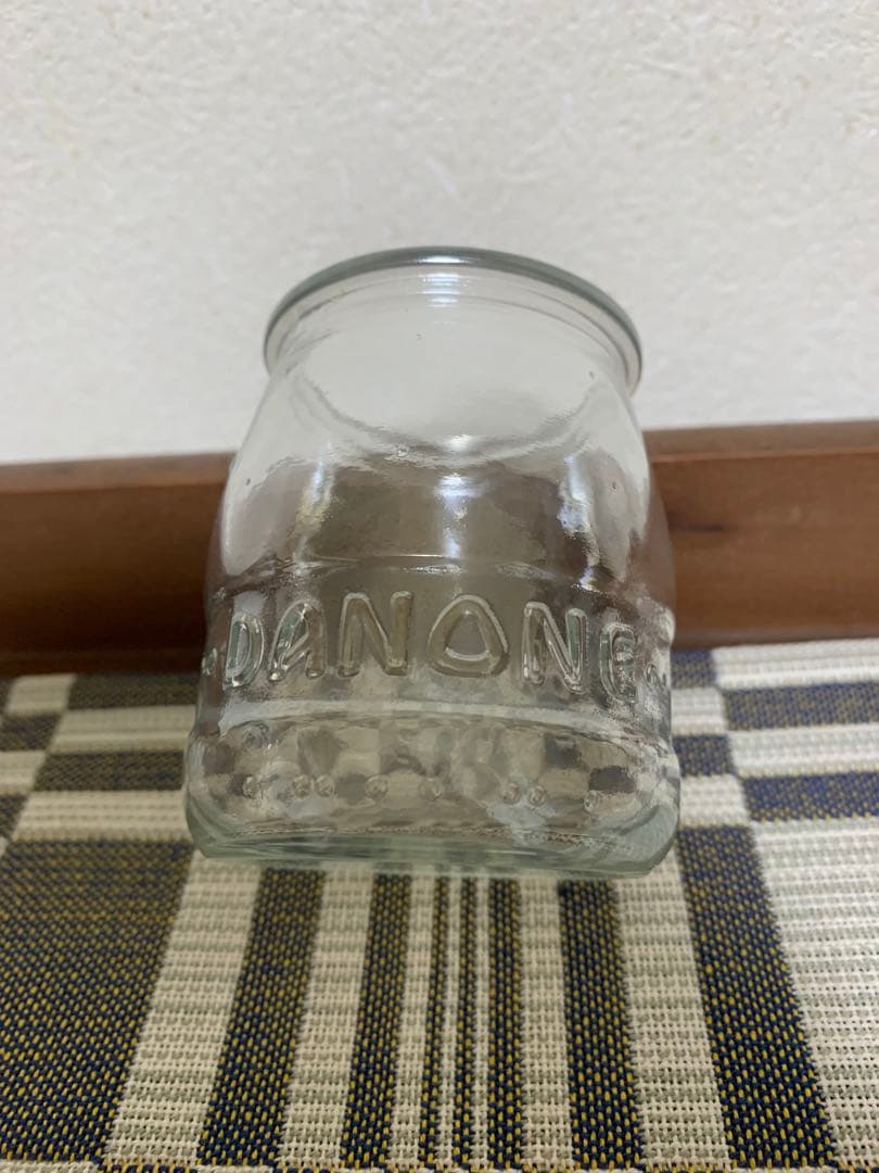 フランスアンティークDANONEヨーグルトポット4個　陶器　ガラス　テラコッタ