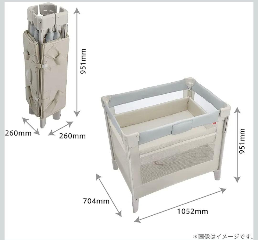 COCONEL Air AB ベビーベッド ホワイトグレー