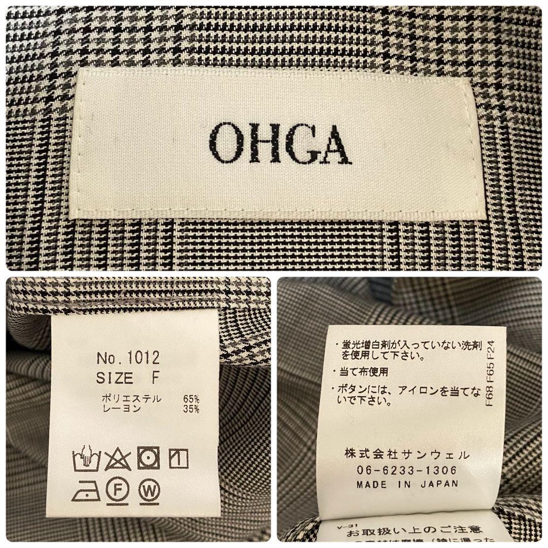 【OHGA】オーバーサイズリボンボウタイブラウス チェック柄 FREE グレー