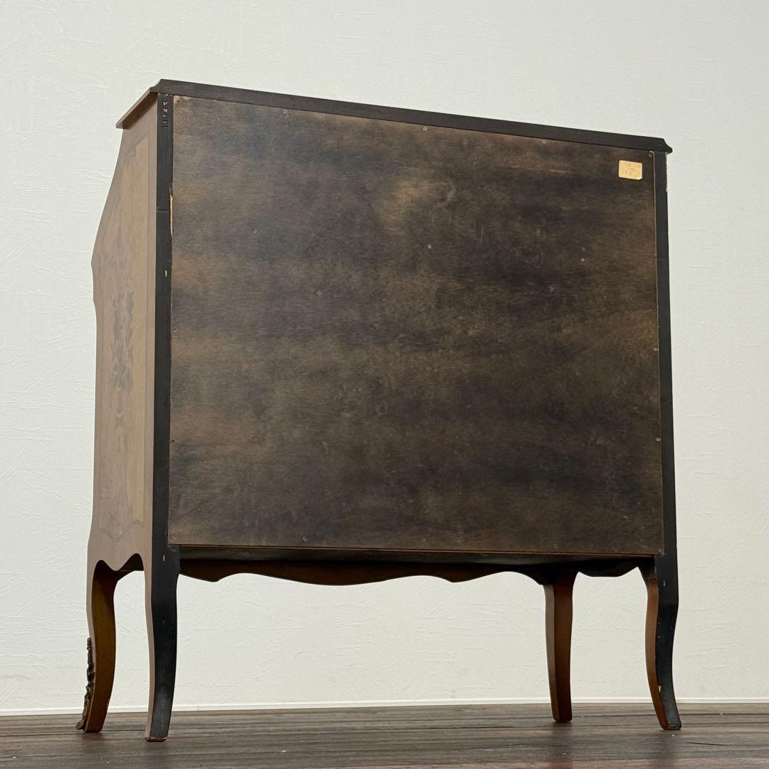 H110K64 イタリア製 象嵌細工 ライティングビューロー 鍵付き