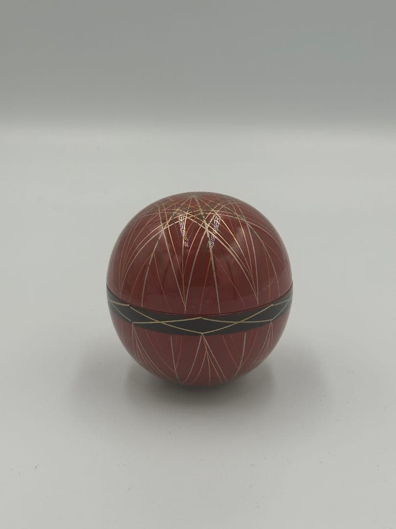 手まり蒔絵　日の丸棗　松峰作　茶道具