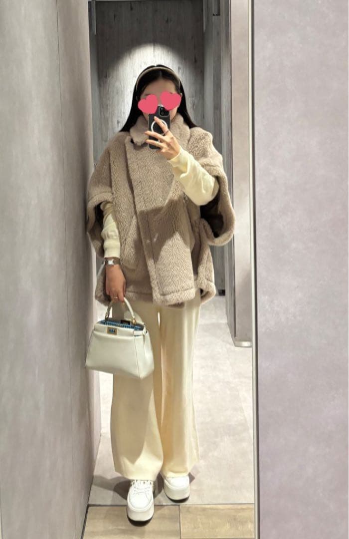 【 新品 】Lachic テディ ケープ ポンチョ コート ウール