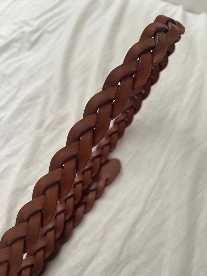 芸能人着用◎ラルフローレン　レザースキニーベルト　ダークブラウン