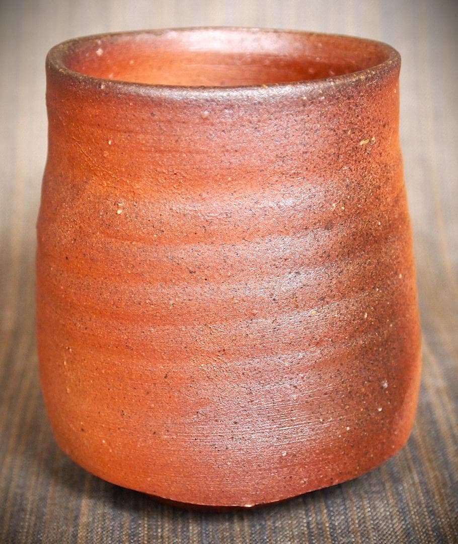 希少作★中村六郎★備前【窯変】湯呑★共箱・布・栞