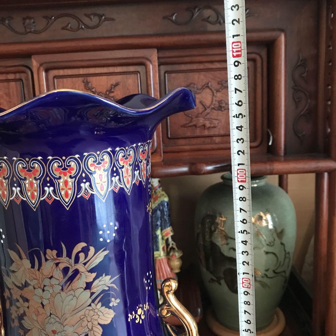 景徳鎮　中国花瓶　壺　古美術　中国美術　琺瑯彩　特大花鳥紋花瓶　高さ約108㌢