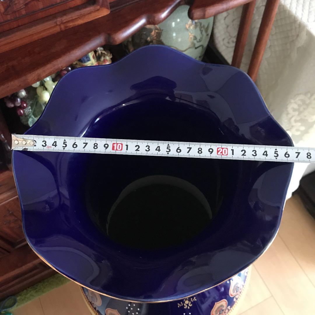 景徳鎮　中国花瓶　壺　古美術　中国美術　琺瑯彩　特大花鳥紋花瓶　高さ約108㌢