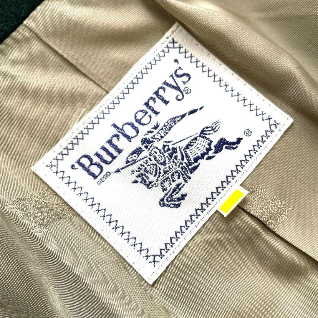 レアカラー 90s Burberry カシミヤ混 ハーフコート ダブル 裏地総柄