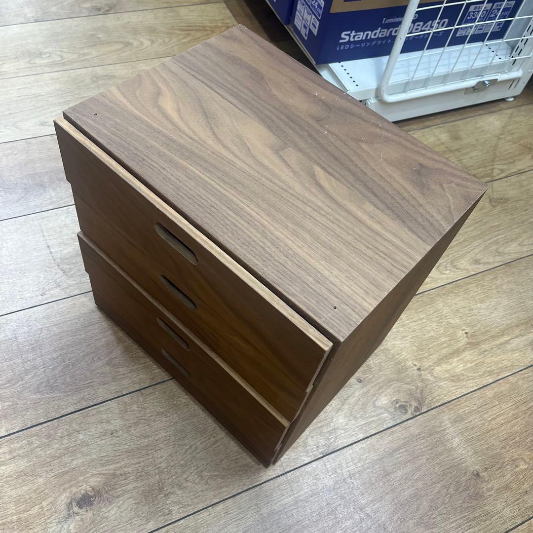 無印良品スタッキングシェルフ　ウォールナット材　➕引き出し4段2点セット