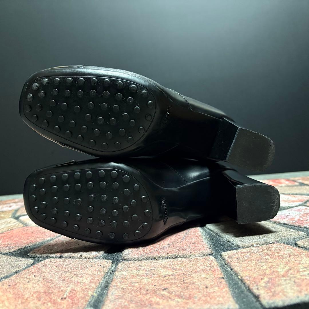 【美品】TOD'S ロングブーツ　22.5cm 本革 バックフルジップ　黒