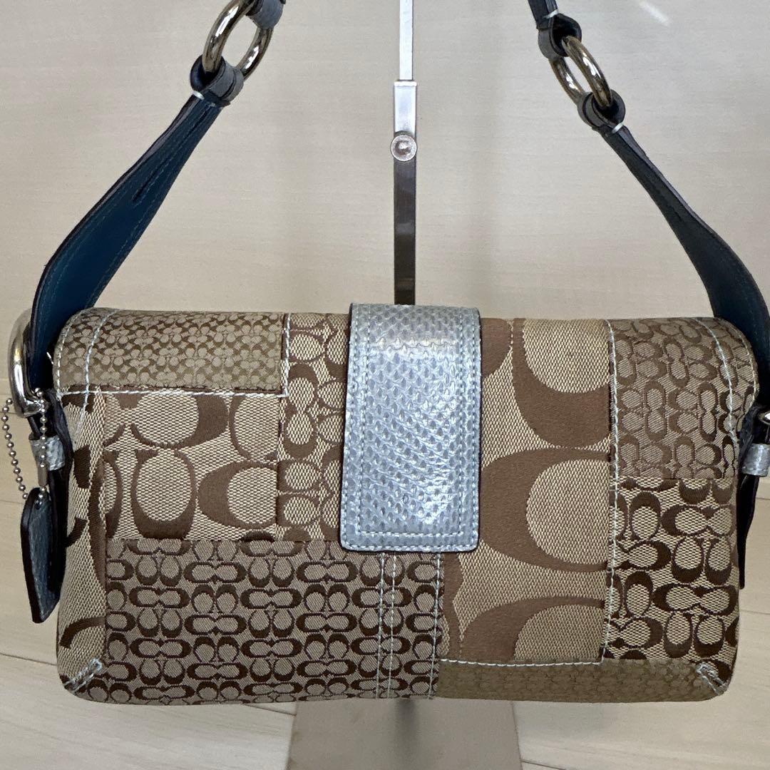 バッグ COACH Soho Patchwork Python Shoulder Bag