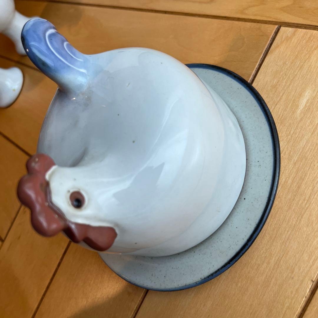 リサ　ラーソン　置物　ニワトリ　親子　エッグカップ　セット　バターケース