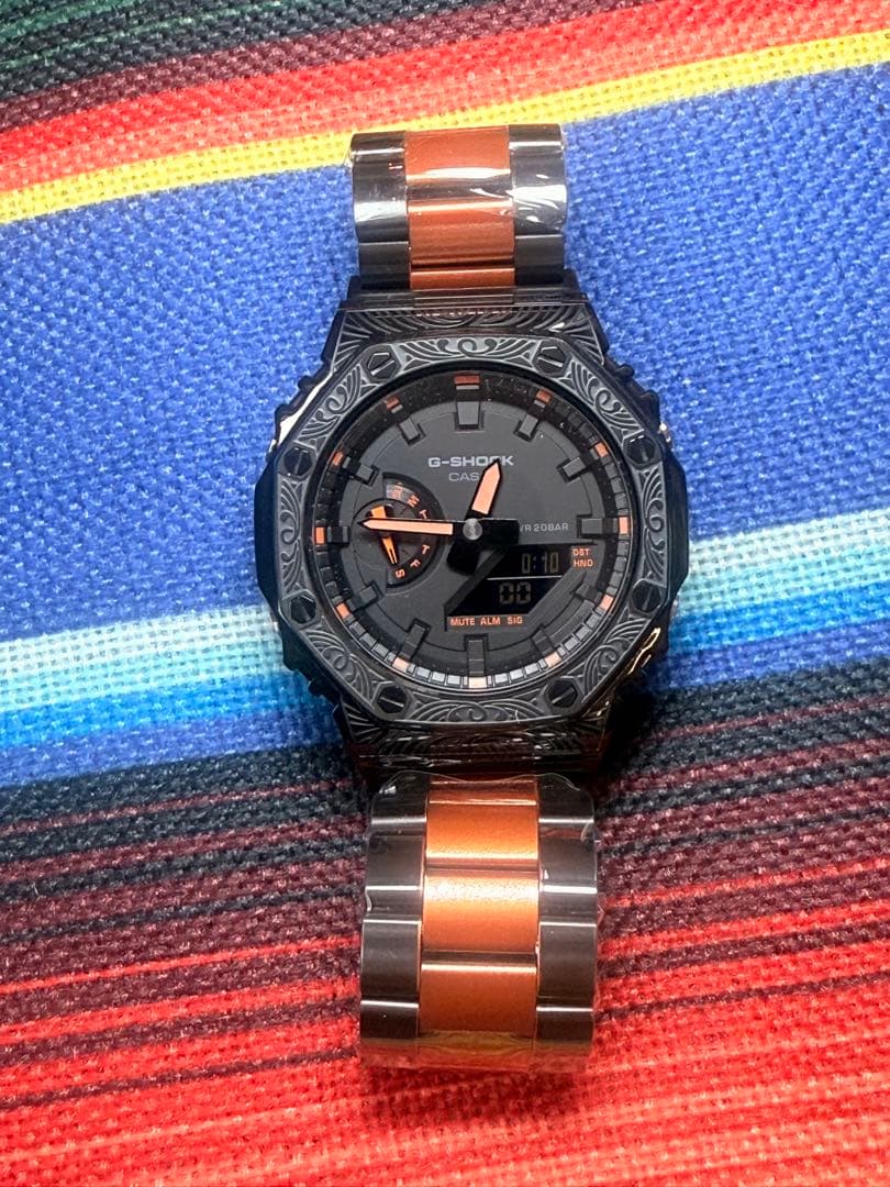 G-SHOCK ネイティブ柄、メタルバンドカスタマイズ　GA-2100