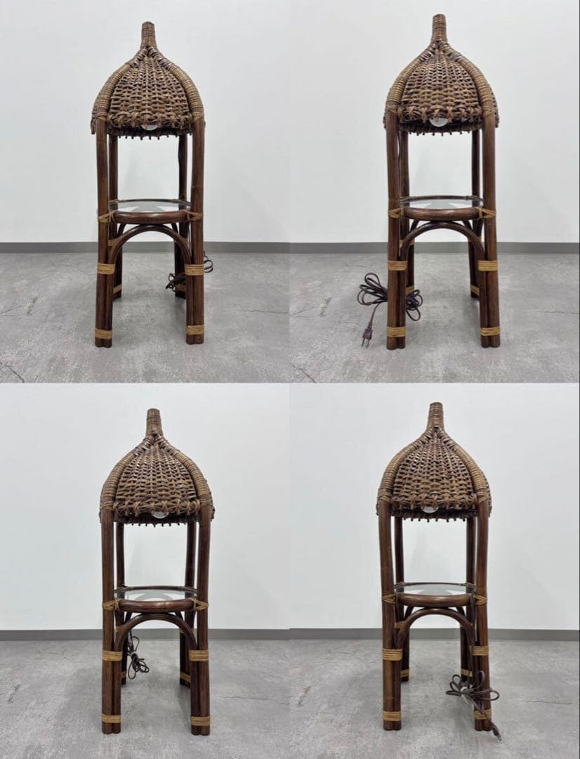 SNT539 アンティーク レトロ ビンテージ ラタンフロアスタンド　照明