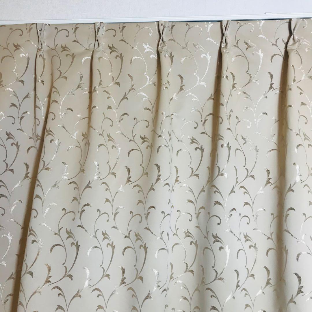 厚地カーテン　幅150cm×丈240cm2枚　ゴールド