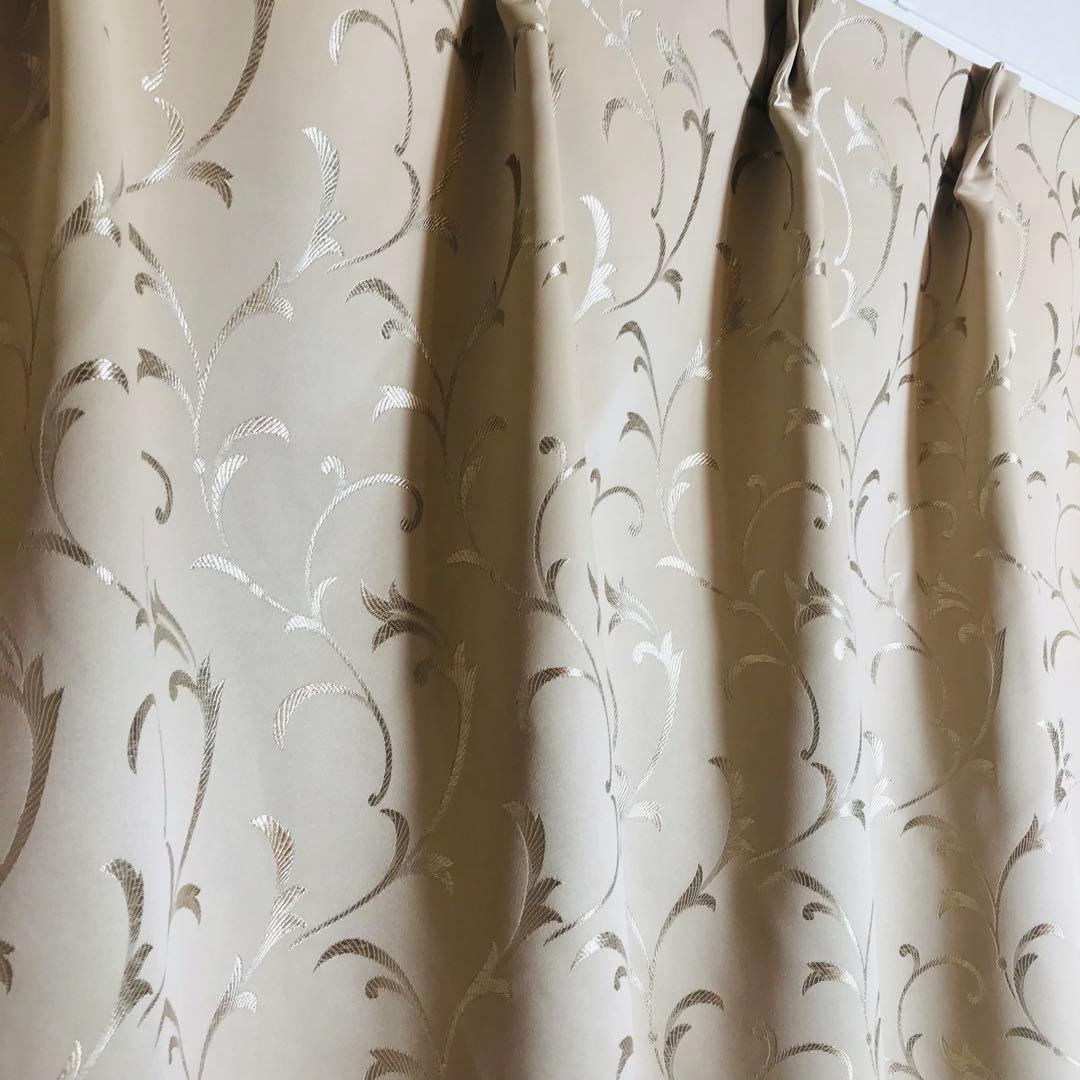 厚地カーテン　幅150cm×丈240cm2枚　ゴールド