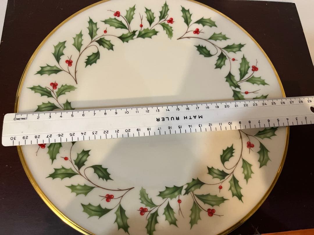 k*読様 クリスマスひいらぎ装飾の皿 27cm 2枚セット