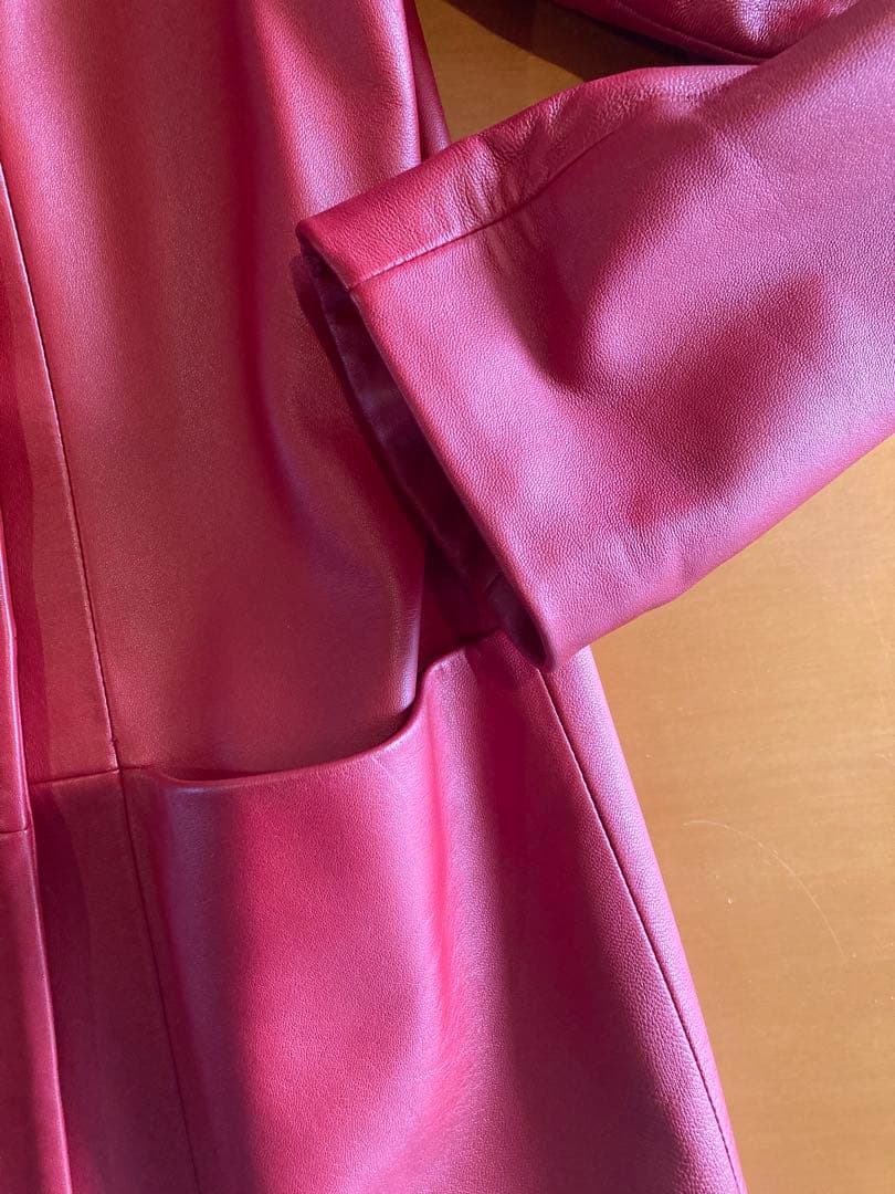 【美品】HANAE MORI ハナエモリ　赤 羊革　ジャケット　38サイズ大きめ