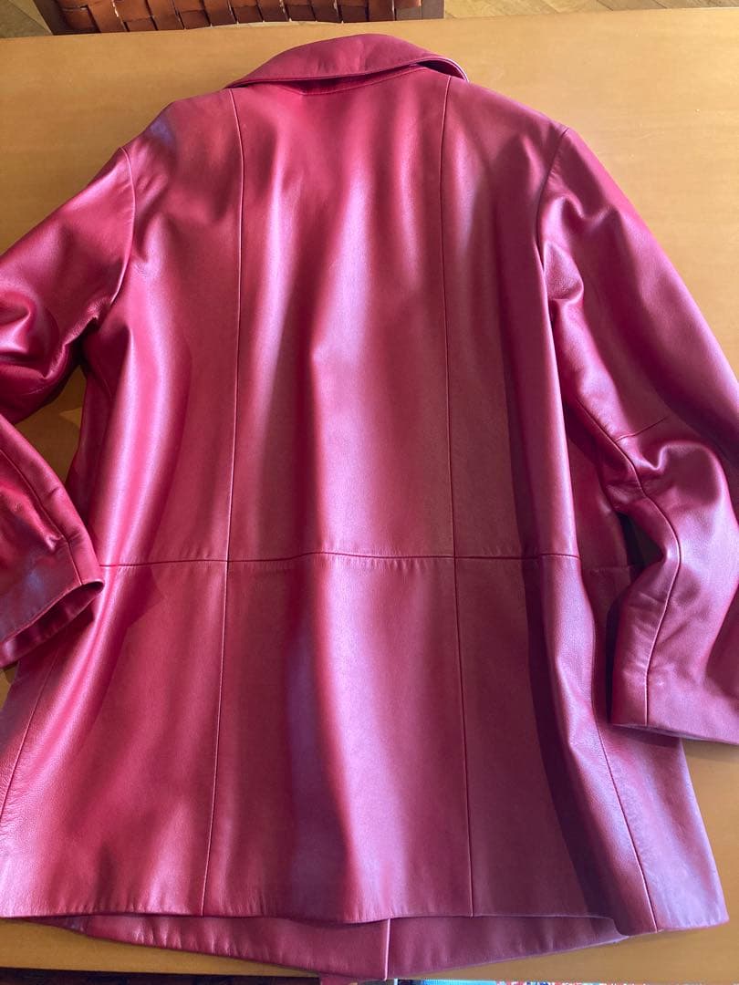 【美品】HANAE MORI ハナエモリ　赤 羊革　ジャケット　38サイズ大きめ