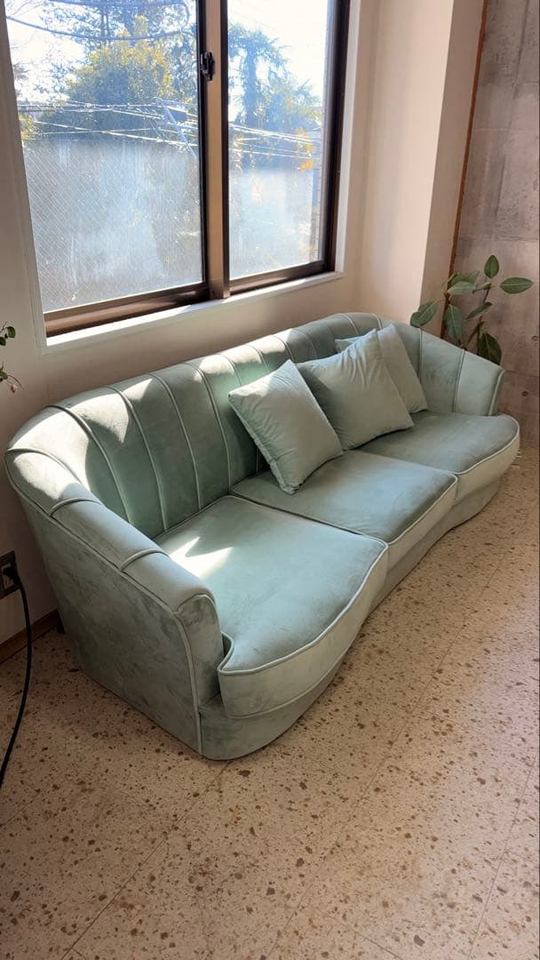 Mutuki 高級ベルベット 3人掛けソファ ロータイプ切替可