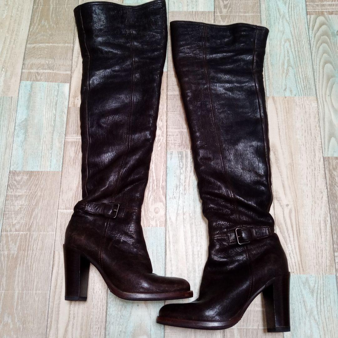 ミュウミュウ　35 1/2　ブーツ　ラムスキン　ムートン　ニーハイ　miumiu