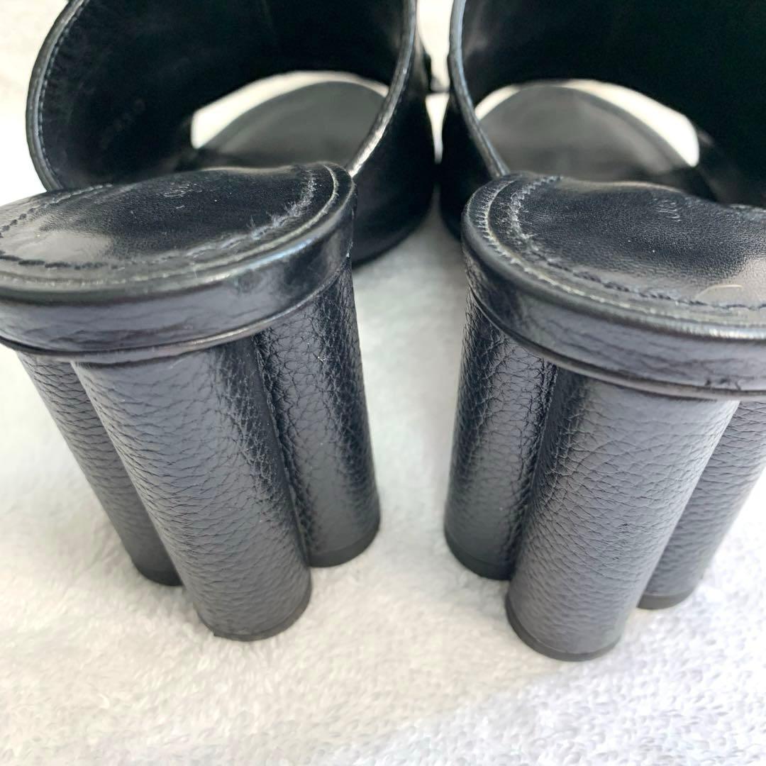 ルイヴィトン　インディアナミュール　サンダル　黒　レザー　変形ヒール　34