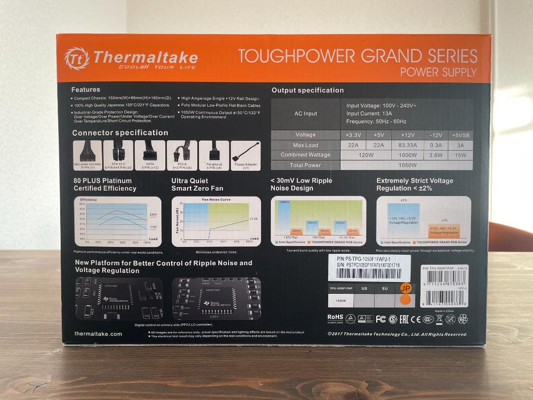 【80+ Platinum】Thermaltake 1050W 使用1年 完備品