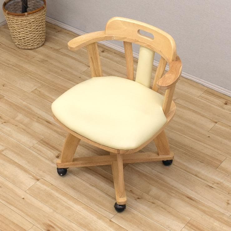TR DC SC　4脚　回転式ダイニングチェア　肘付アーム　キャスターナチュラル