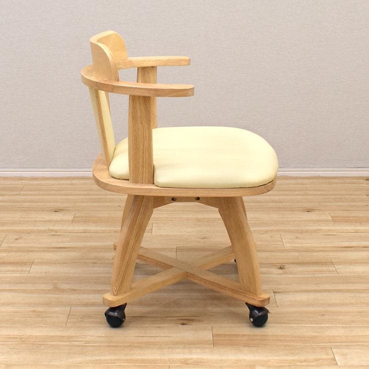 TR DC SC　4脚　回転式ダイニングチェア　肘付アーム　キャスターナチュラル