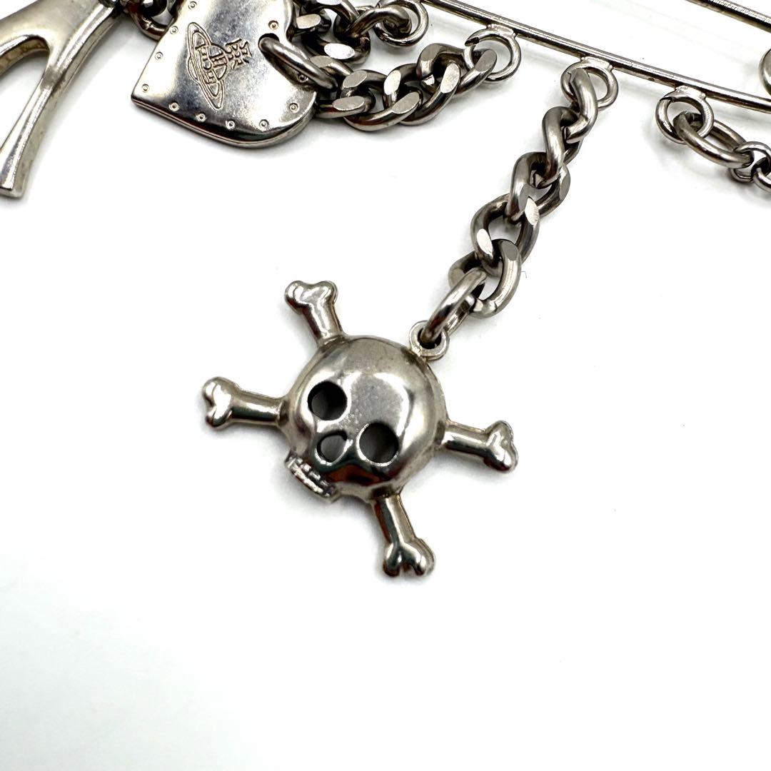 ヴィヴィアン ウエストウッド シルバーブローチ 安全ピン オーブ スカル ハート