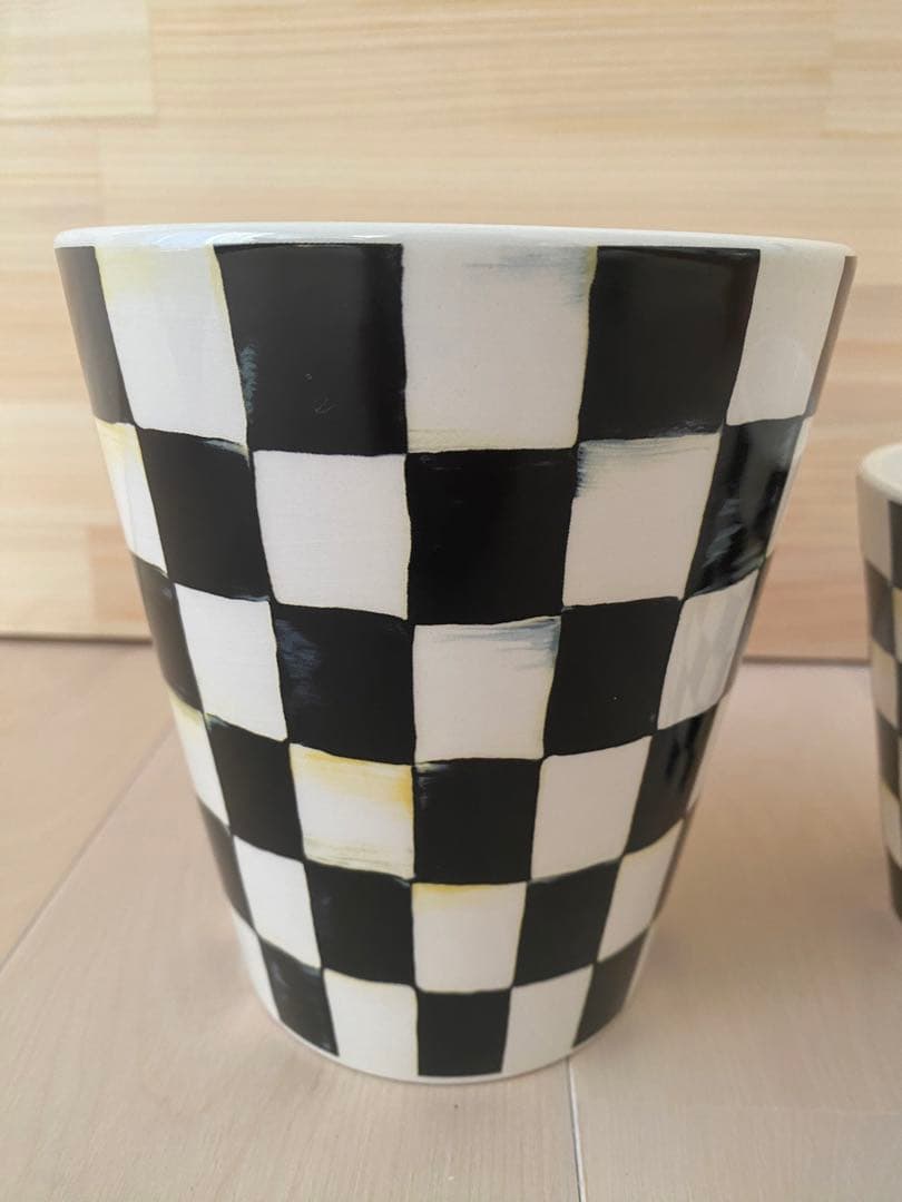 Mackenzie マッケンジーチャイルズ コートリーチェックゴミ箱 鉢入れ2点