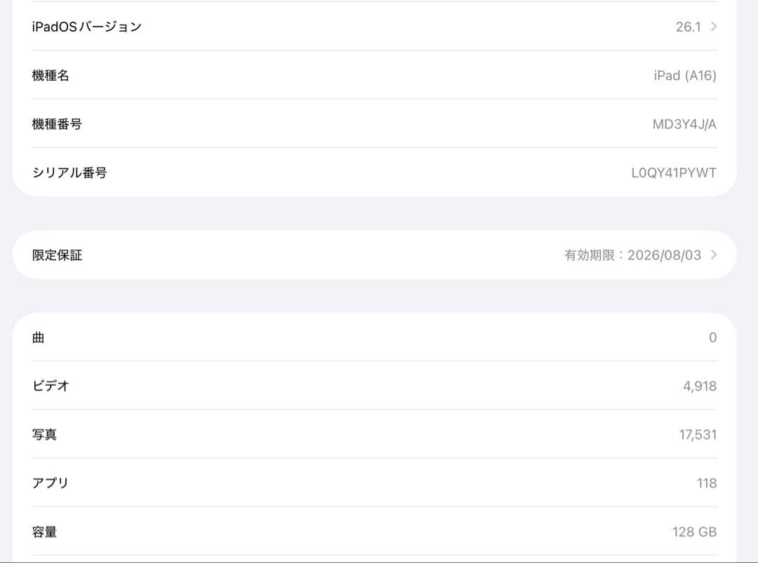 iPad A16 シルバー 128GB Wi-Fi+付属品