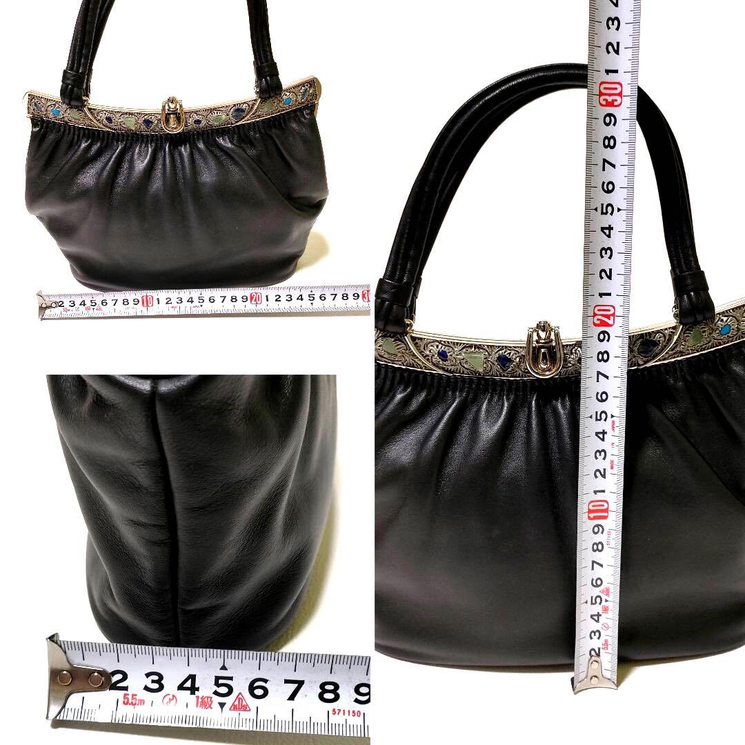 【極美品】皇室御用達 HAMANO ハマノ 飾り石付き ハンドバッグ