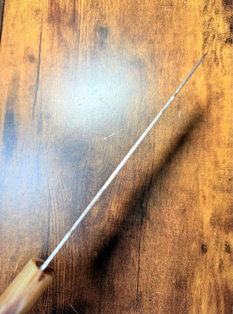 義弘作　牛刀　包丁　銀三鋼　梨地　6寸　山脇刃物製作所　紫檀水牛八角柄
